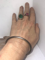 Antique Silver Bangle Bracelet - 950 Silver Higher Than Sterling - safety clasp