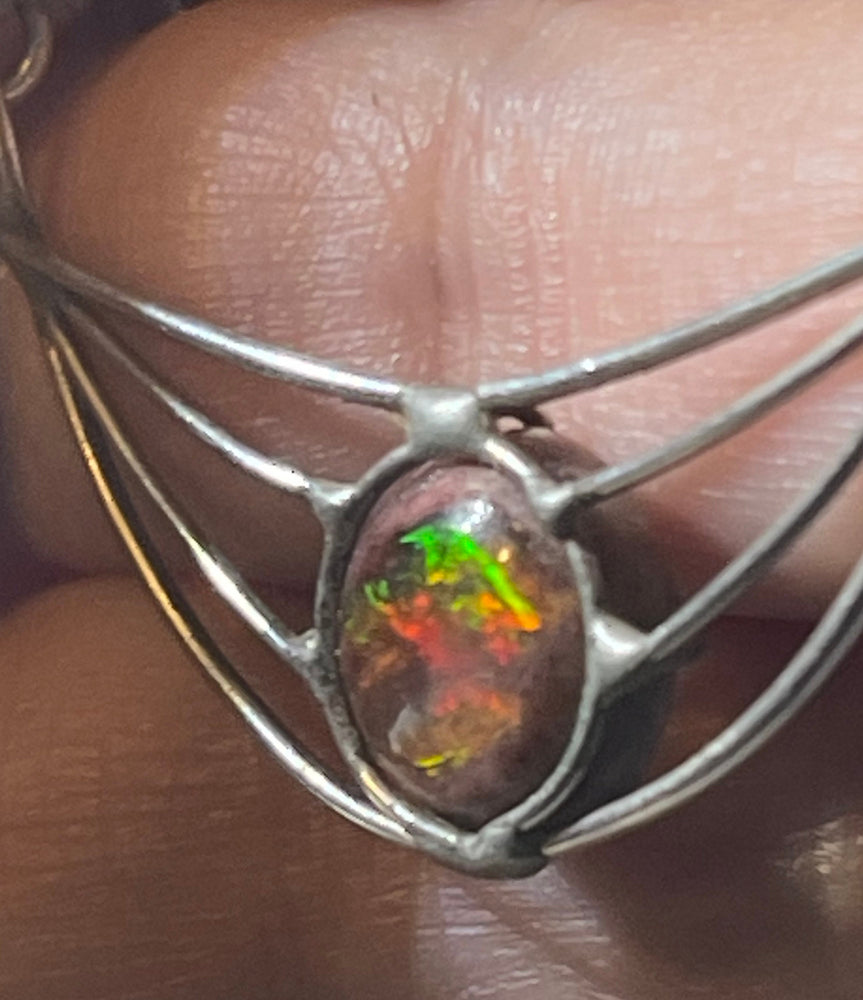 Brilliant Vintage Cantera Fire Opal Choker Agate Necklace Sterling Silver 925