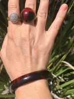 Vintage Lucite red / brown marbled bangle bracelet and Ring size 7.75 designer Miriam Haskell