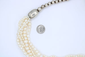 Vintage Silpada Genuine Pearl 5-Strand Beaded Necklace - Sterling Silver 925 Ball Beads Designer Silipada