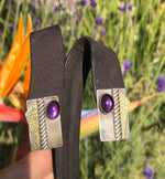 Vintage Modernist Earrings 18kt Karat Yellow Gold Sterling Silver Amethyst Gemstone Gorgeous Abstract Mid Century Modern MCM