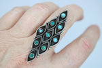 Vintage Native American Zuni Snake Eyes Turquoise Sterling Silver Saddle Ring Old Pawn Ring Size 7