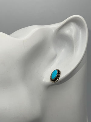 Single Stud Earring Vintage Native American Turquoise & Sterling Silver Southwestern