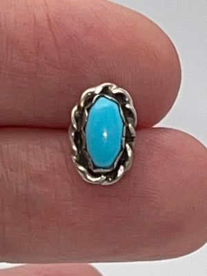 Single Stud Earring Vintage Native American Turquoise & Sterling Silver Southwestern