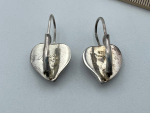 Sterling Silver Heart Earrings - Puffy Heart Latch Back 925 CI Earrings