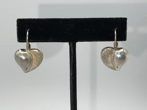 Sterling Silver Heart Earrings - Puffy Heart Latch Back 925 CI Earrings