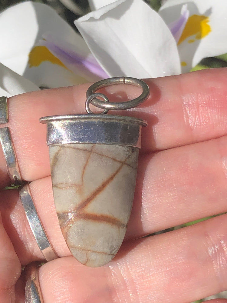 Vintage abstract Gemstone pendant 4 necklace unique sterling silver Men’s or women’s unique