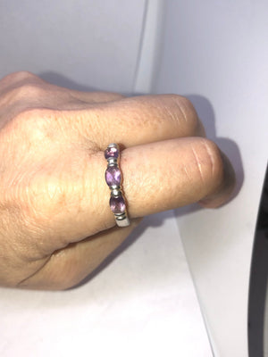 Amethyst sterling silver stackable ring 925 size  9.25