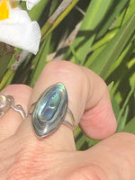 Stunning vintage Taxco Mexico large abalone shell ring ring gorgeous Rainbow colors ring 6.75 Free shipping Modernist LMR