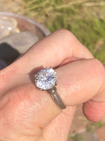 Vintage sterling silver huge CZ ring P sterling Gorgeous rainbow of colors size 9
