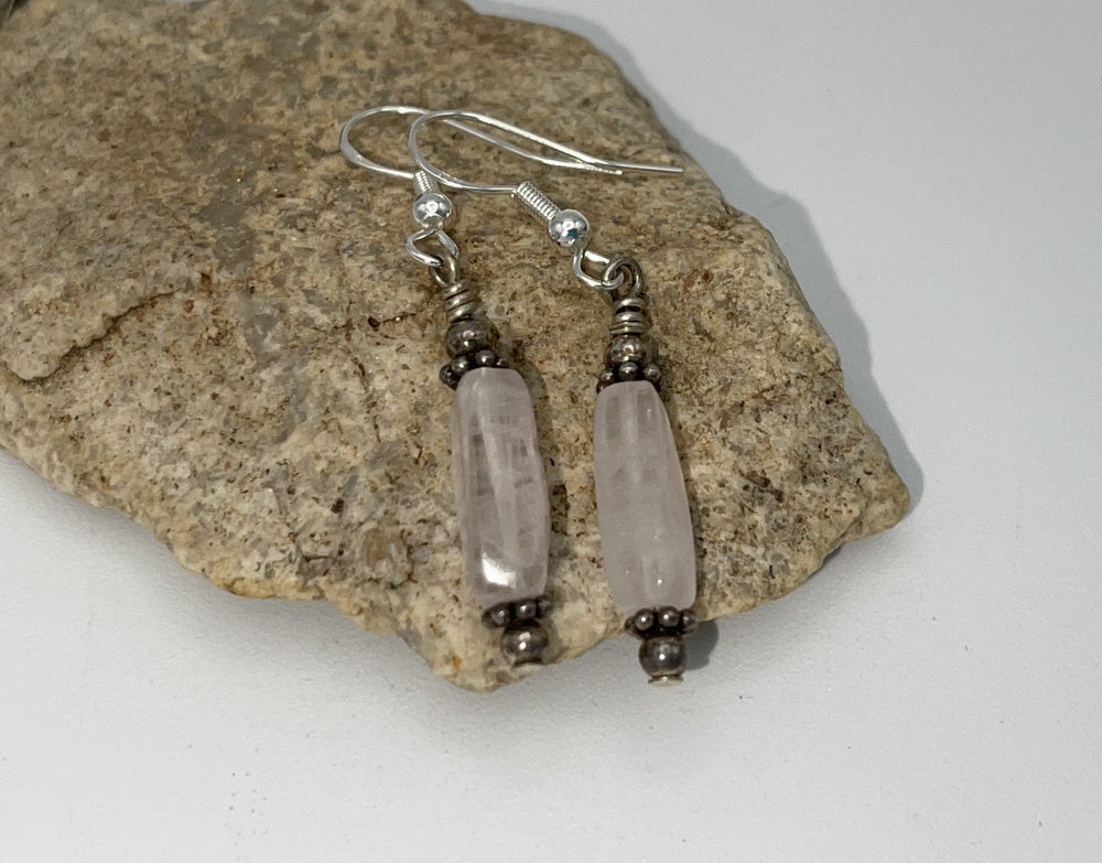 Vintage Rock Quartz Crystal Earrings Sterling Silver 925 Hook Backs