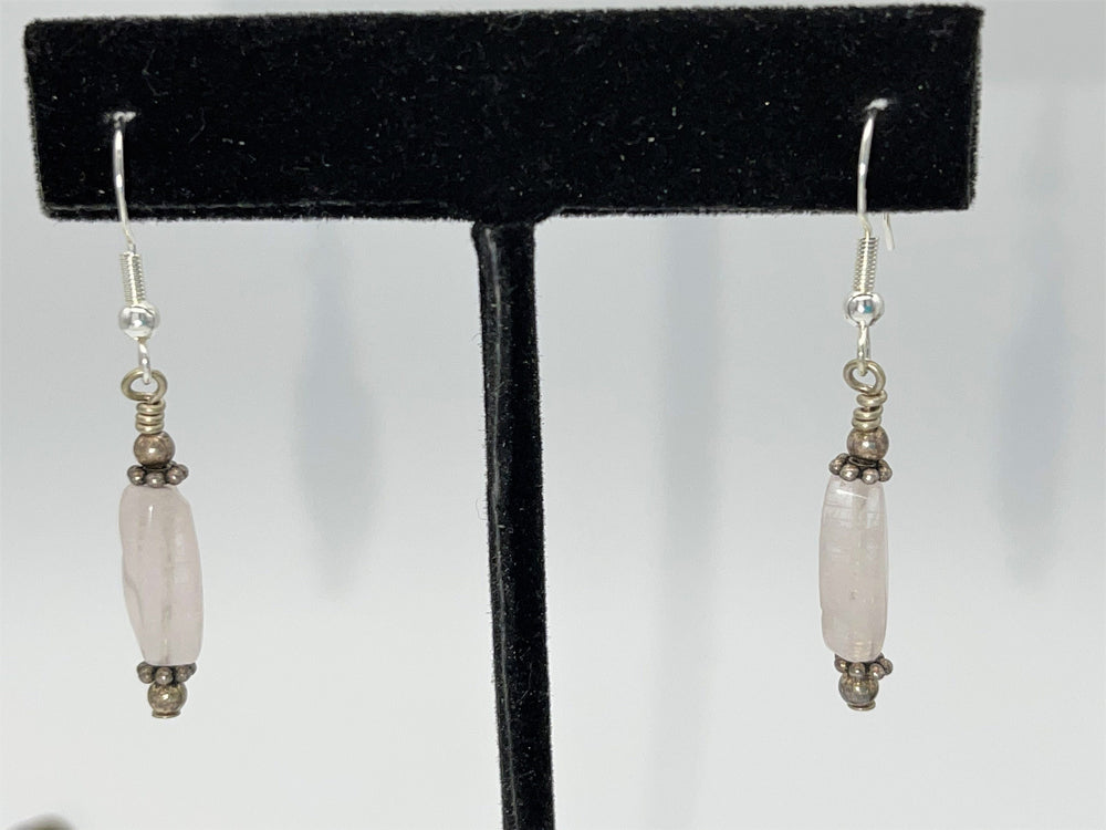 Vintage Rock Quartz Crystal Earrings Sterling Silver 925 Hook Backs