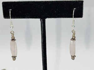 Vintage Rock Quartz Crystal Earrings Sterling Silver 925 Hook Backs
