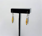 Yellow Paper Mache Bead Dangle / Drop Earrings Sterling Silver 925