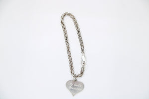Vintage Sterling Silver Rope Chain Bracelet 25 Years Of Gods Blessings Silver Anniversary Heart Charm JC 925