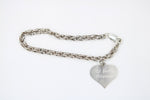 Vintage Sterling Silver Rope Chain Bracelet 25 Years Of Gods Blessings Silver Anniversary Heart Charm JC 925