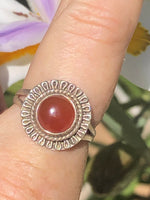 Vintage carnelian gemstone sterling silver ring unusual Size 7.25