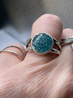 Sterling silver 925  blue sparkly Enamel ring size 6.75
