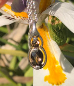 Beautiful vintage smoky topaz gemstone pendant necklace chain sterling silver 925
