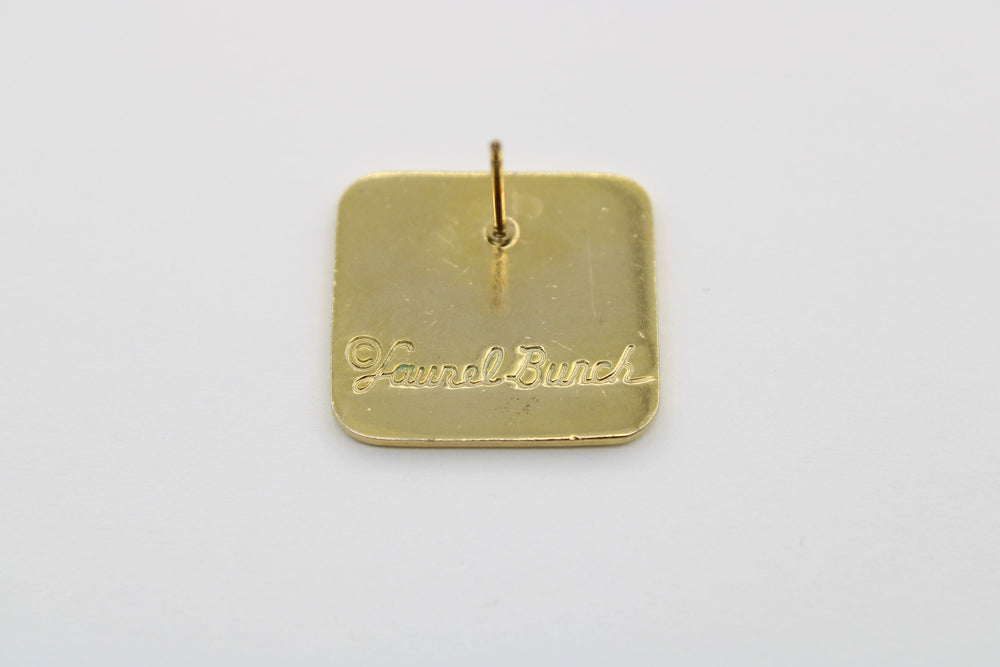 Vintage Laurel Burch Enamel Earrings Square Gold-tone Bird of Paradise