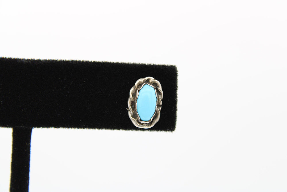 Single Stud Earring Vintage Native American Turquoise & Sterling Silver Southwestern