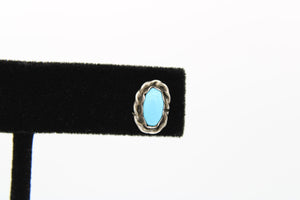 Single Stud Earring Vintage Native American Turquoise & Sterling Silver Southwestern