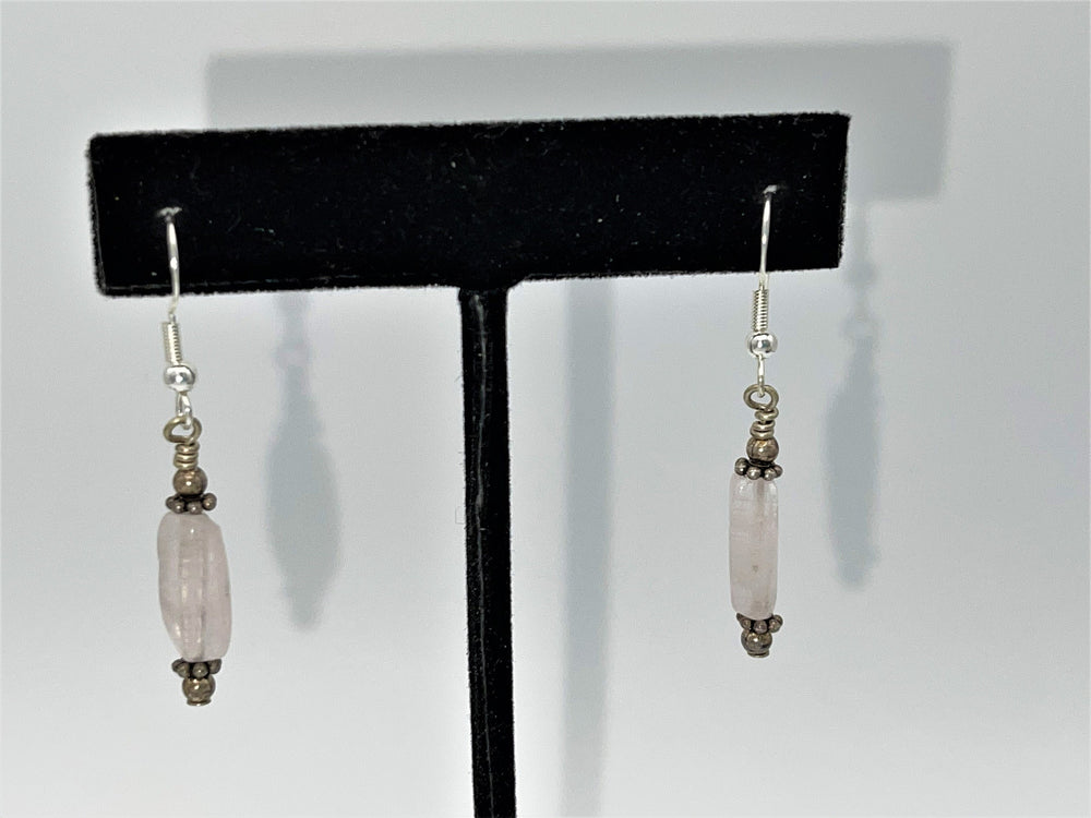 Vintage Rock Quartz Crystal Earrings Sterling Silver 925 Hook Backs