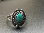 Vintage Native American Indian turquoise gemstone sterling silver ring size 6  southwestern
