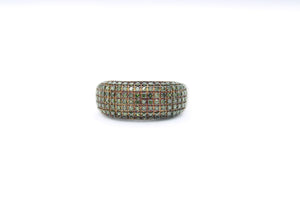 Stunning SJ Green Diamond Pave Setting Ring - By Designer Supreme Jewelry Sterling Silver Ring Size 9.75