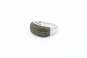 Stunning SJ Green Diamond Pave Setting Ring - By Designer Supreme Jewelry Sterling Silver Ring Size 9.75
