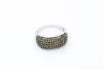 Stunning SJ Green Diamond Pave Setting Ring - By Designer Supreme Jewelry Sterling Silver Ring Size 9.75