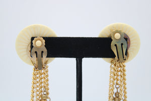 Vintage Antique Cialenga Perfume Clip-on Earrings - Cialenga By Balenciaga Paris with Perfume Bottles Gold-tone Statement