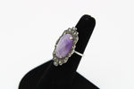Antique Purple Amethyst & Marcasite Art Deco Sterling Silver Ring - Amazing LCW 925 Gemstone Ring Size 5.5
