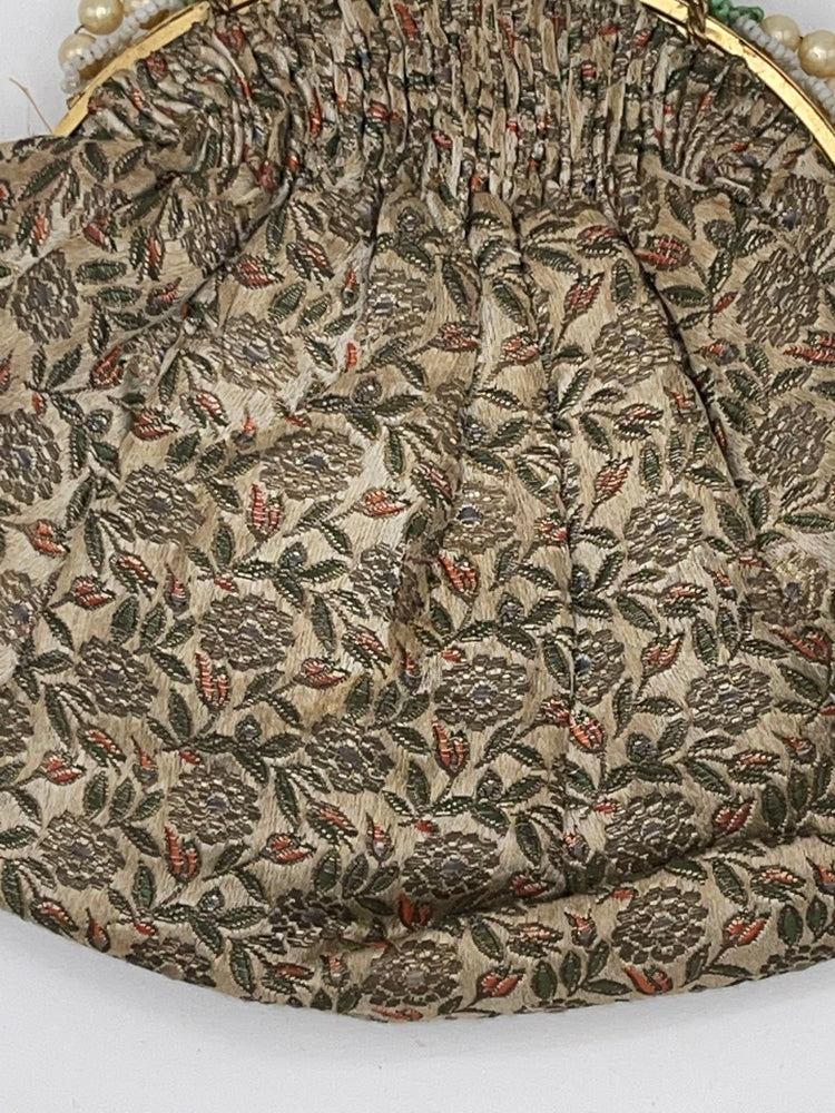 Antique Exclusive Hand Bags By Ed B. Robinson Floral Tapestry + Beads Purse