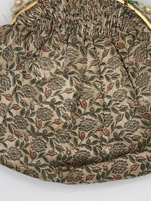 Antique Exclusive Hand Bags By Ed B. Robinson Floral Tapestry + Beads Purse