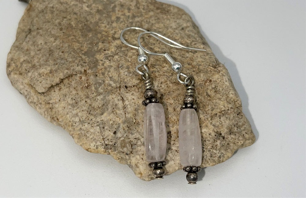 Vintage Rock Quartz Crystal Earrings Sterling Silver 925 Hook Backs