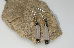 Vintage Rock Quartz Crystal Earrings Sterling Silver 925 Hook Backs