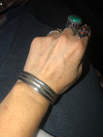 Beautiful wide sterling silver cuff bracelet vintage rope accents southwestern