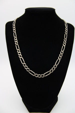 Antique Sterling Silver 18.5" Figaro Chain Necklace 7mm Italy 925 - Heavy Patina