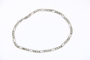 Antique Sterling Silver 18.5" Figaro Chain Necklace 7mm Italy 925 - Heavy Patina