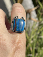 Vintage Native American Indian Calsilica Gemstone Ring Sterling Silver 925 Southwestern Ring Size 8.25