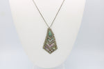 Vintage Alpaca Silver Abalone Shell Articulated Pendant Necklace Sterling Silver 925 with Box Chain Mexico Unusual