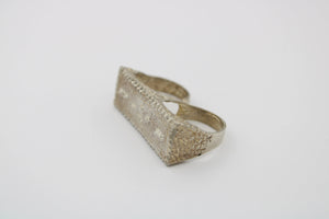 Vintage Sterling Silver Double Knuckle Ring: Diamond Cut Duster Ring, Size 8.5-9