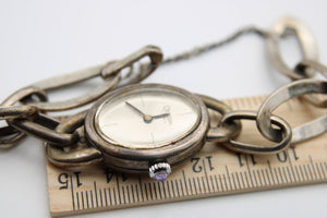 Antique Rare Gurami Italian Wristwatch 800 Silver including Chain Link Bracelet