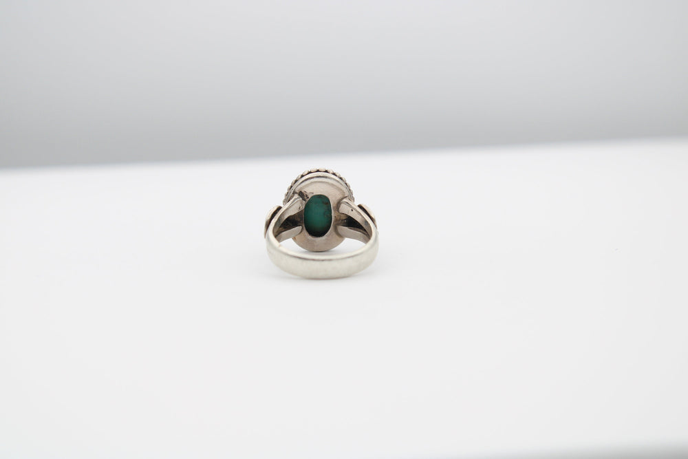 Sterling Silver 925 Turquoise Gemstone Ring Abstract Solid Size 6.75