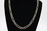 Antique Sterling Silver 18.5" Figaro Chain Necklace 7mm Italy 925 - Heavy Patina