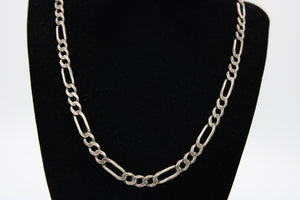 Antique Sterling Silver 18.5" Figaro Chain Necklace 7mm Italy 925 - Heavy Patina