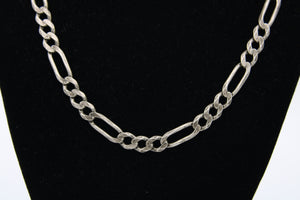 Antique Sterling Silver 18.5" Figaro Chain Necklace 7mm Italy 925 - Heavy Patina