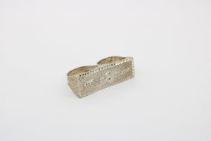 Vintage Sterling Silver Double Knuckle Ring: Diamond Cut Duster Ring, Size 8.5-9