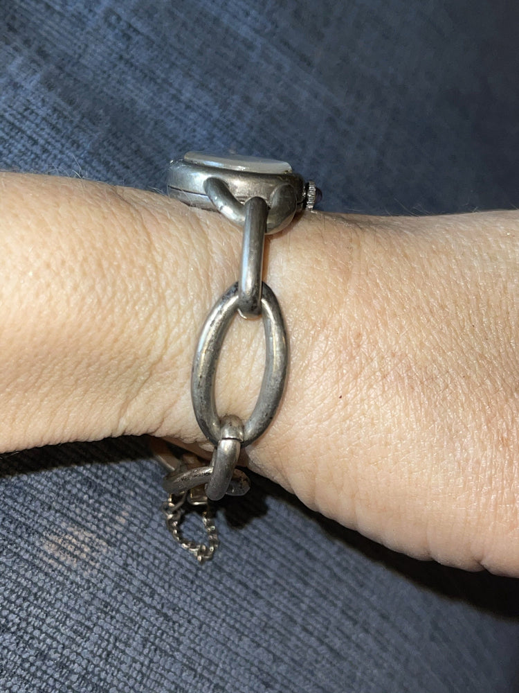 Antique Rare Gurami Italian Wristwatch 800 Silver including Chain Link Bracelet